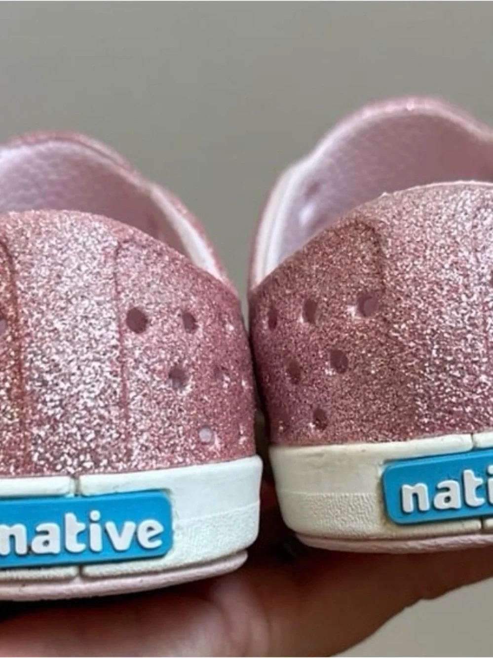 Native Slip-On Shoes Girls size C5 Pink Glitter
